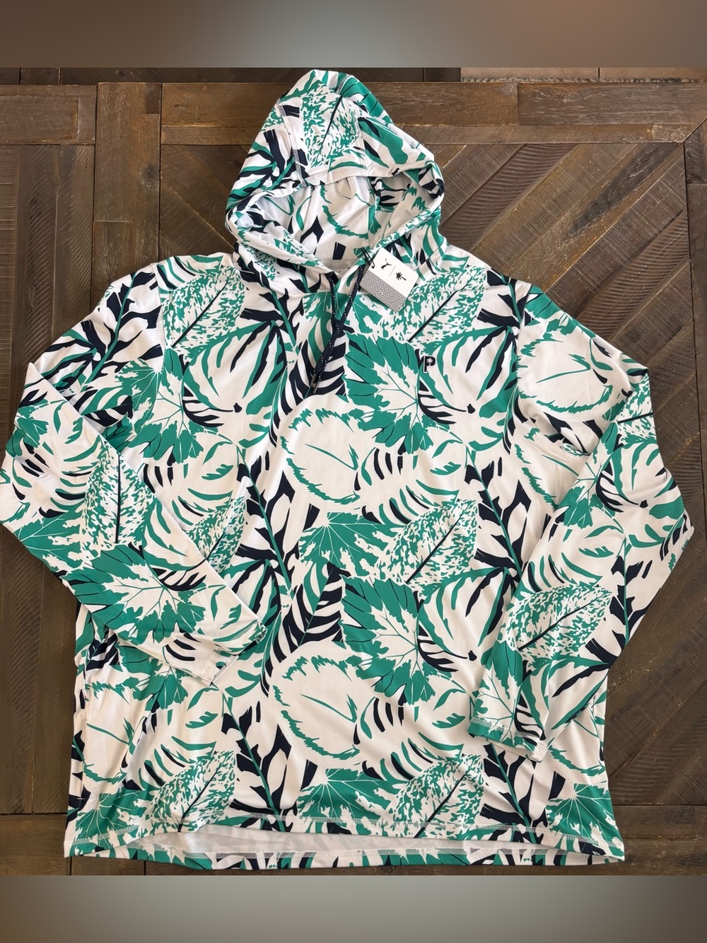 PUMA Men’s Tropical Hoodie SIZE 3XL Green White Graphic Print Drawstring